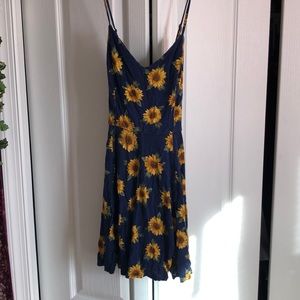Sunflower Print Fit and Flare Dress
